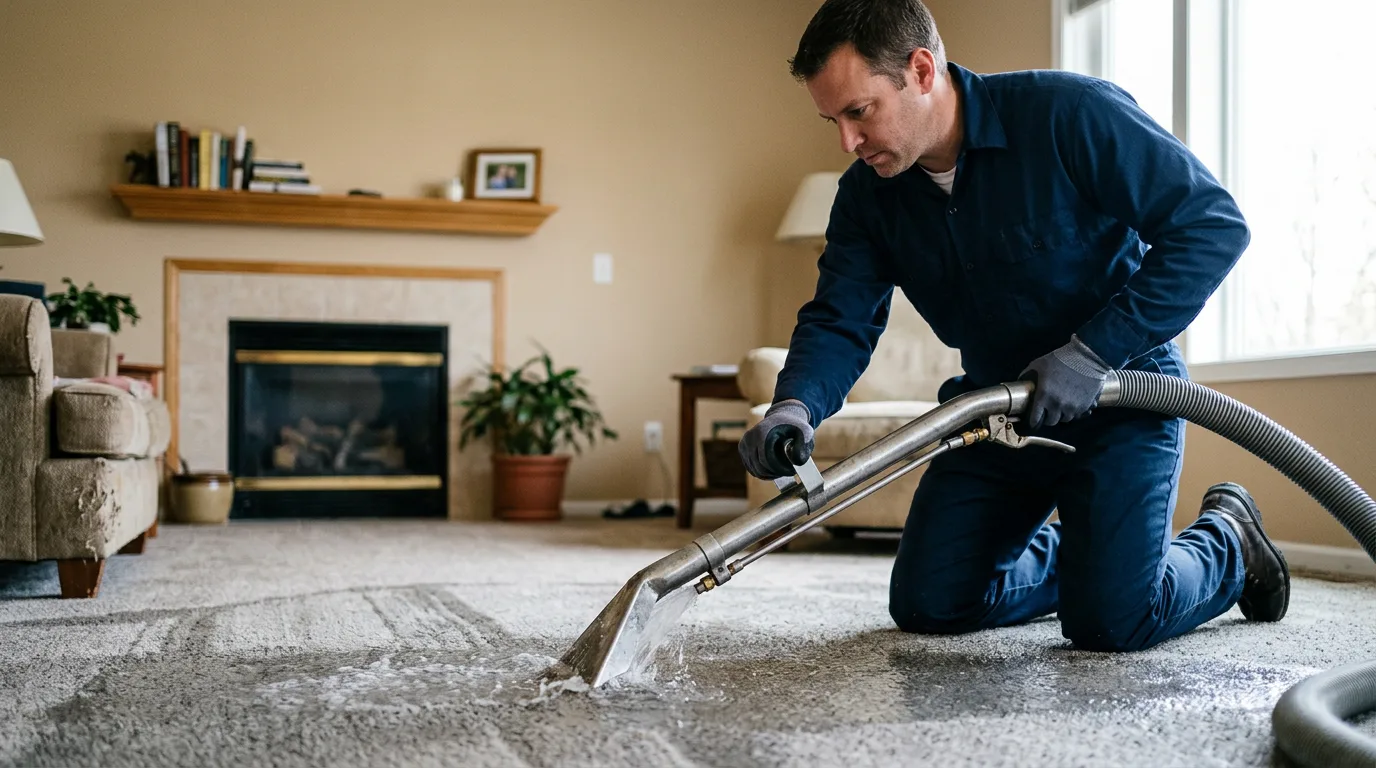 Water damage restoration technician working near Monroe, ME